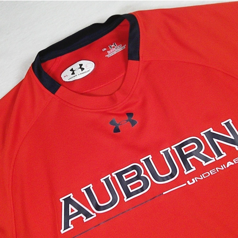 Under Armour Auburn Tigers HeatGear Shirt Men XL Orange Performance Short Sleeve